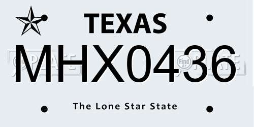 MHX0436 Texas License Plate