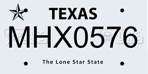 MHX0576 Texas License Plate