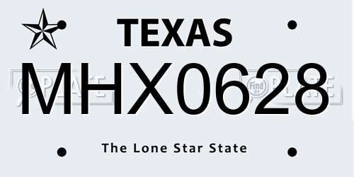 MHX0628 Texas License Plate