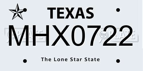 MHX0722 Texas License Plate