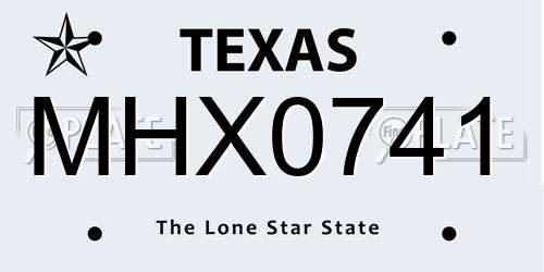 MHX0741 Texas License Plate