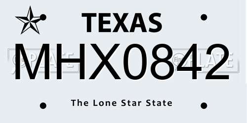 MHX0842 Texas License Plate