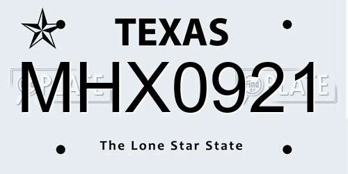 MHX0921 Texas License Plate
