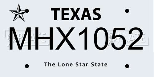 MHX1052 Texas License Plate