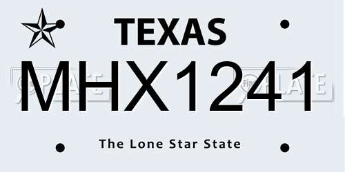 MHX1241 Texas License Plate