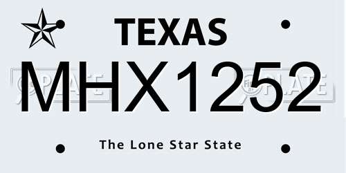 MHX1252 Texas License Plate