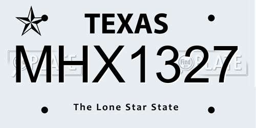 MHX1327 Texas License Plate