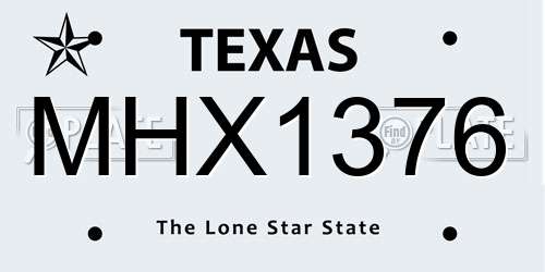 MHX1376 Texas License Plate