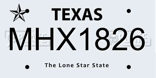 MHX1826 Texas License Plate
