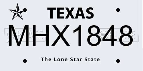 MHX1848 Texas License Plate