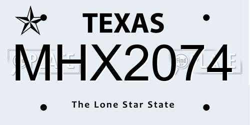 MHX2074 Texas License Plate