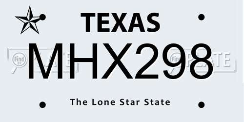 MHX298 Texas License Plate