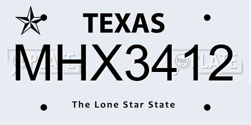 MHX3412 Texas License Plate