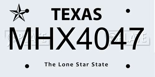 MHX4047 Texas License Plate