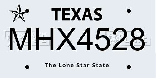 MHX4528 Texas License Plate