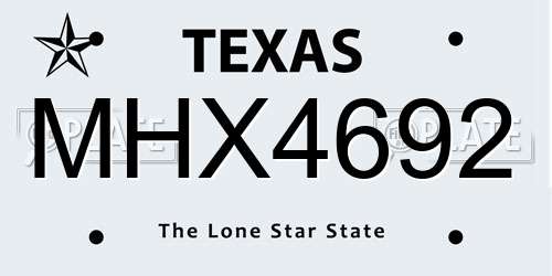 MHX4692 Texas License Plate