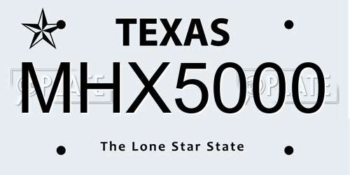 MHX5000 Texas License Plate