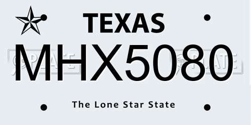 MHX5080 Texas License Plate
