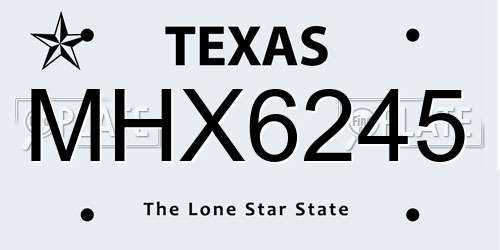 MHX6245 Texas License Plate