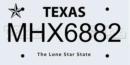 MHX6882 Texas License Plate