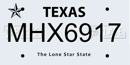 MHX6917 Texas License Plate