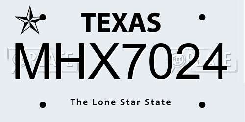 MHX7024 Texas License Plate