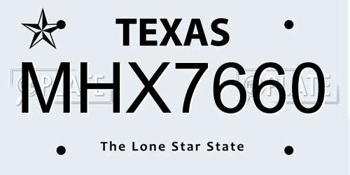 MHX7660 Texas License Plate