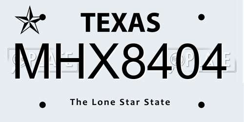 MHX8404 Texas License Plate