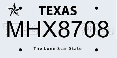 MHX8708 Texas License Plate