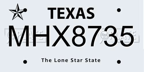 MHX8735 Texas License Plate