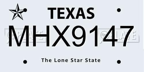 MHX9147 Texas License Plate