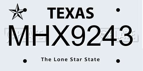 MHX9243 Texas License Plate