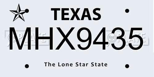 MHX9435 Texas License Plate