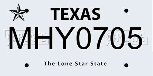 MHY0705 Texas License Plate