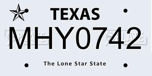 MHY0742 Texas License Plate
