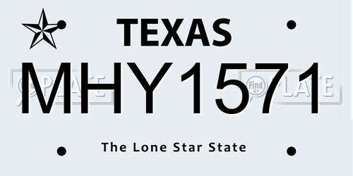 MHY1571 Texas License Plate
