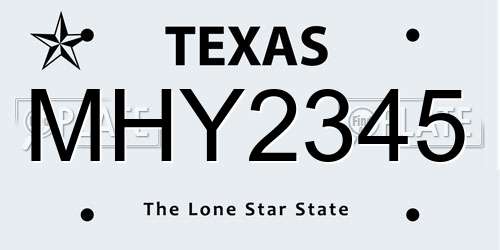 MHY2345 Texas License Plate