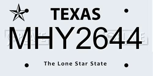 MHY2644 Texas License Plate