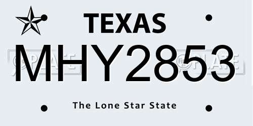 MHY2853 Texas License Plate