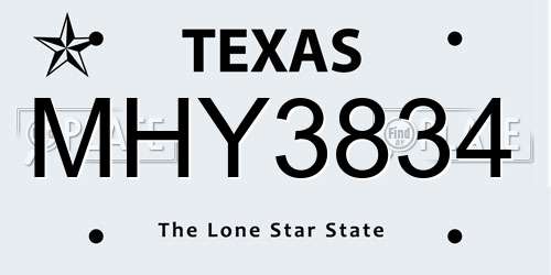 MHY3834 Texas License Plate
