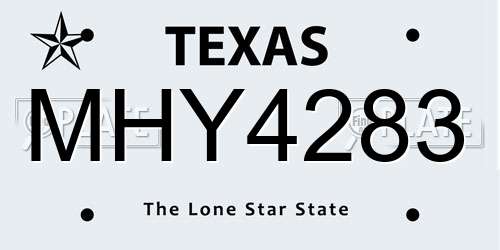 MHY4283 Texas License Plate