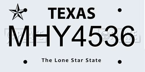 MHY4536 Texas License Plate
