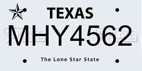 MHY4562 Texas License Plate