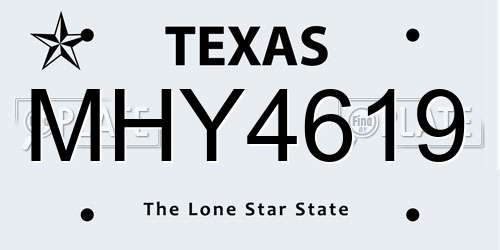MHY4619 Texas License Plate