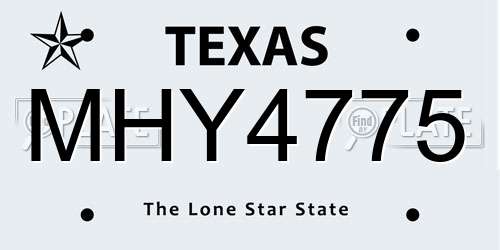 MHY4775 Texas License Plate
