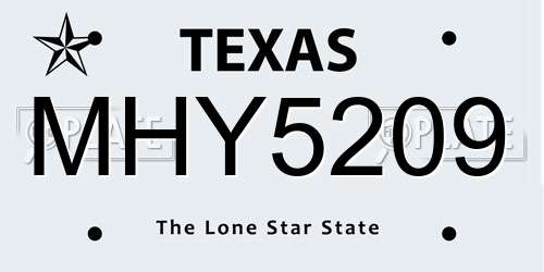 MHY5209 Texas License Plate