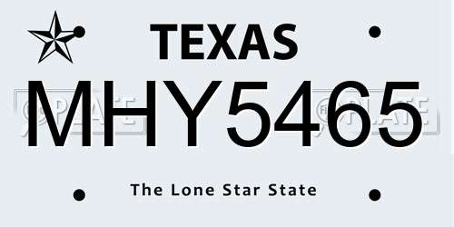 MHY5465 Texas License Plate