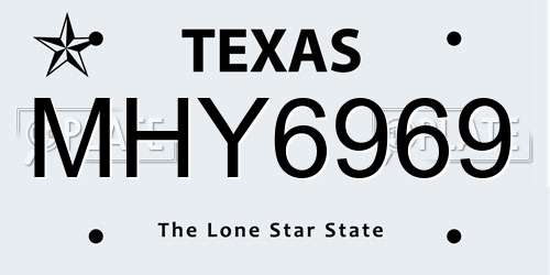 MHY6969 Texas License Plate