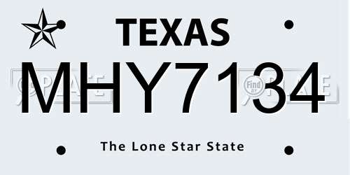 MHY7134 Texas License Plate