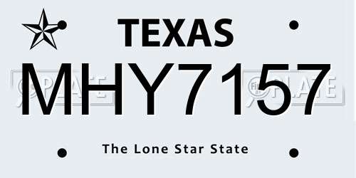 MHY7157 Texas License Plate